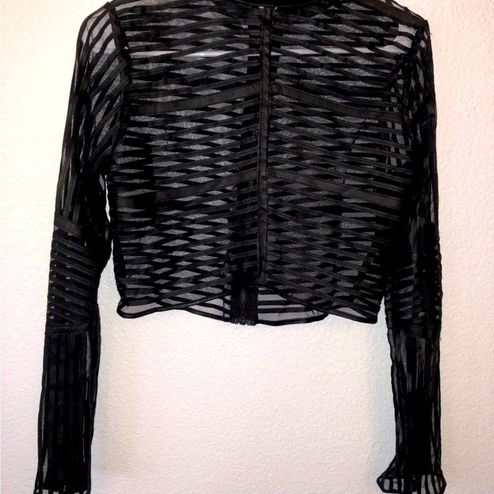 black shear jacket faux leather
